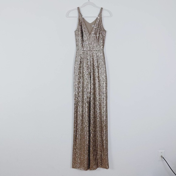 NEW Dress The Population Charlie Bronze Sequin Jumpsuit - Picture 2 of 5